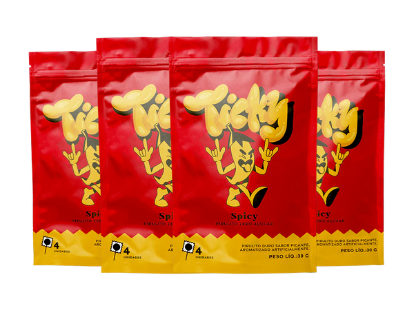 Pirulito Zero Açúcar - Sabor Spicy - Pack 4 Pouches (16 Unidades